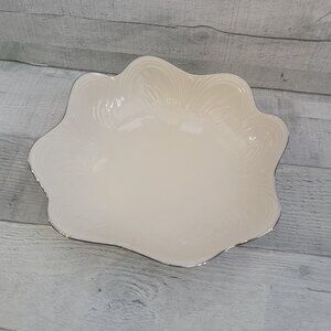 Lenox Ivory Porcelain Scalloped Serving Bowl With Silver Trim 9" Made In USA Ele